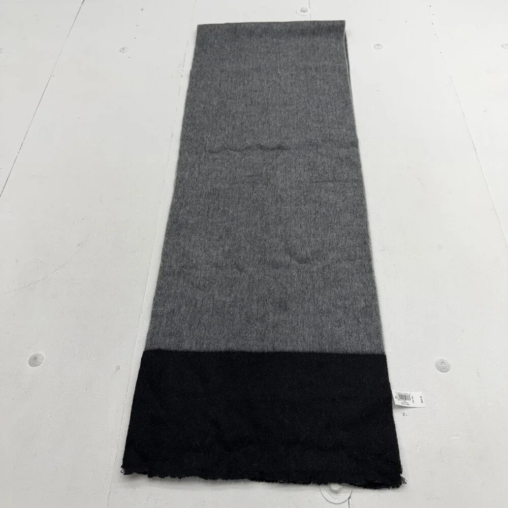 Banana Republic Scarf Mens One Size Gray Wool Blend Fringe Winter Neck Warmer